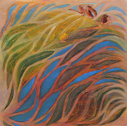 Leaf Lyric Three - 12" by 12" - oil stick - $425. & S+H.